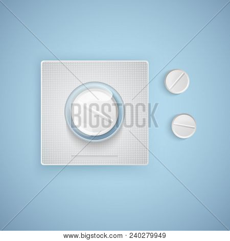 Capsules And Pills In New Blister Pack, Medical Products, Realistic Vector Illustration