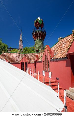 Comillas, Spain - July 3, 2017: Palace Of El Capricho Or Villa Quijano By The Architect Gaudi In Mod