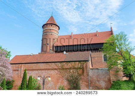 Castle With Fortified Tower Of Warmian Bishops In Olsztyn In Poland.