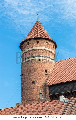 Fortified Castle Tower Of Warmian Bishops In Olsztyn In Poland.