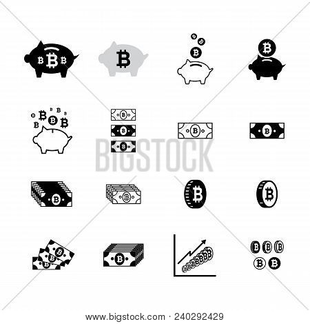 Set Of Bitcoin  Icons. Cryptocurrency Symbols Collection
