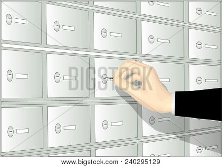 Deposit Box And Hand Human Hand Opening Deposit Box With Key