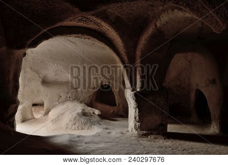 Interior Of Ancient Cave Christian  Temple In Zelve,cappadocia, Turkey