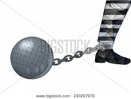 Convicts Ball And Leg Isolated On White