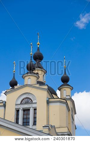 The Church Of The Protection Of The Holy Virgin In Krasnoye Selo. Orthodox Church Of The Epiphany De
