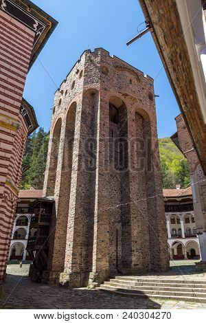 Rila Monastery, Bulgaria - April 21, 2018: Tourists Visiting Monastery Of Saint Ivan (john) Of Rila 
