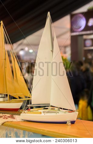 Mini Size  Little Colorful Model Sailboat In View
