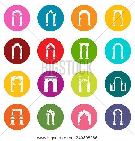 Arch Types Icons Set Vector Colorful Circles Isolated On White Background