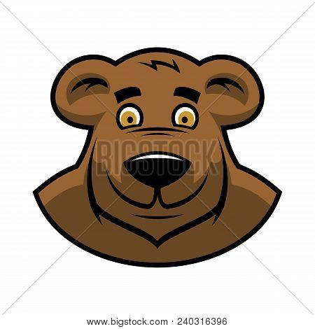 Vector Illustration Of Bear Head. Brown Bear Mascot.