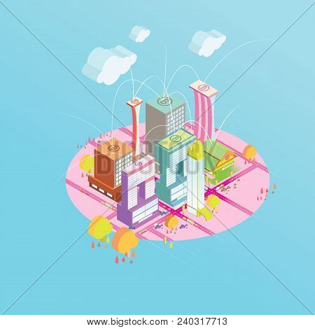 Bitcoin Concept Vector Illustration Of Concept And Network Of Connected Icons.business Financial Net