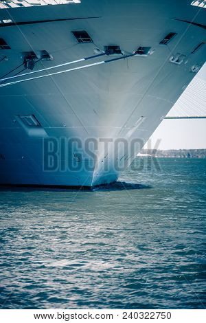 Docked Cruise Ship In City Port In Charleston