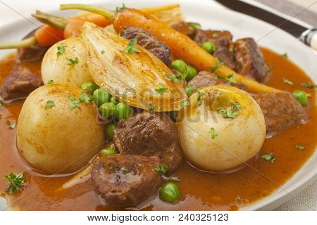 A French Dish, Navarin Of Lamb Is A Lamb Stew With Root Vegetables, Often Served At Easter. It Conta