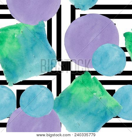 Colorful Texture Illustration Pattern In A Watercolor Style. Aquarelle Paper Splash Shapes Isolated 