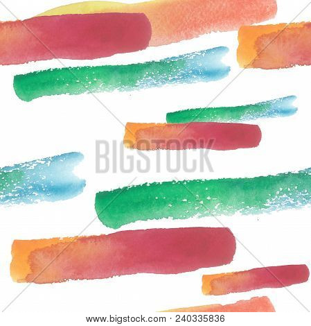Colorful Texture Illustration Pattern In A Watercolor Style. Aquarelle Paper Splash Shapes Isolated 