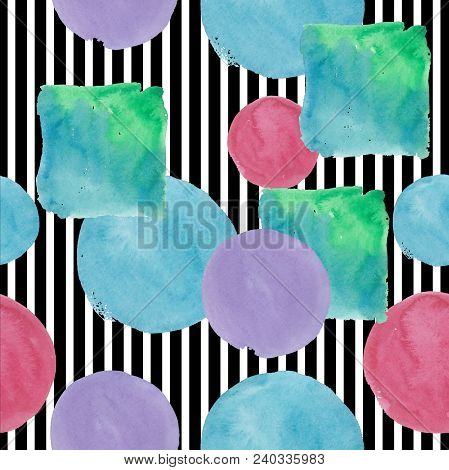 Colorful Texture Illustration Pattern In A Watercolor Style. Aquarelle Paper Splash Shapes Isolated 