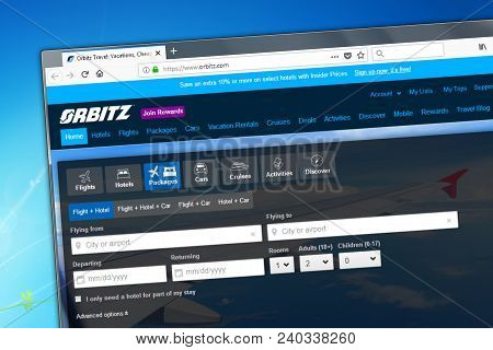 Novosibirsk, Russia - May 12, 2018 - Homepage Of The Official Website For Orbitz - The Travel And Ho
