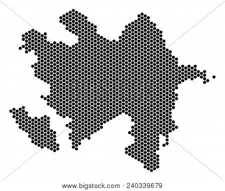 Hexagon Azerbaijan Map. Vector Geographic Scheme On A White Background. Abstract Azerbaijan Map Comp
