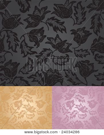 Set Floral Pattern Background Pattern