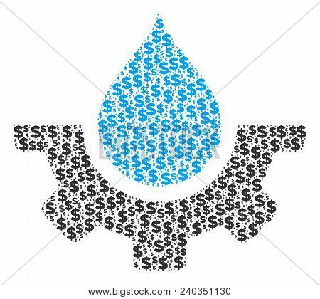 Water Service Mosaic Of Dollars And Sphere Points. Vector Money Pictograms Are Composed Into Water S