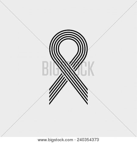 Aids Outline Vector Icon. Dark Gray Contour Icon On A Light Gray Background. Vector Illustration.