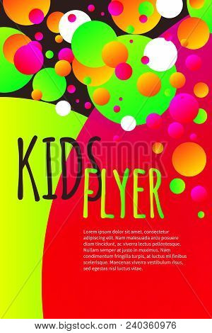 Kids Bright Flyer With Confetti, Abstract Summer Banner, Poster, Template, Background For Birthday I