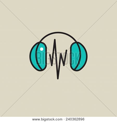 Headphones Icon, Music, Music Wave Vector Stock