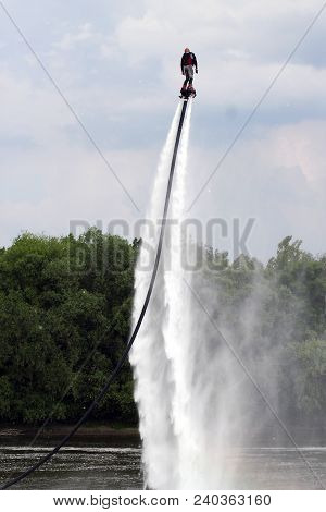 Man On Flyboard. Flyboard On The River