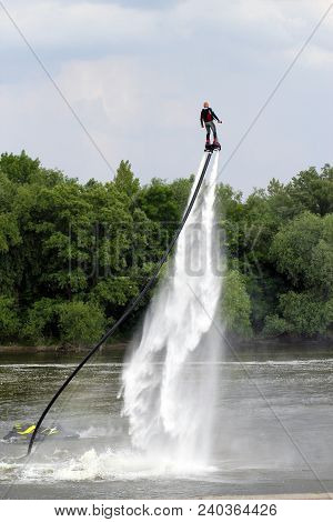 Man On Flyboard. Flyboard On The River