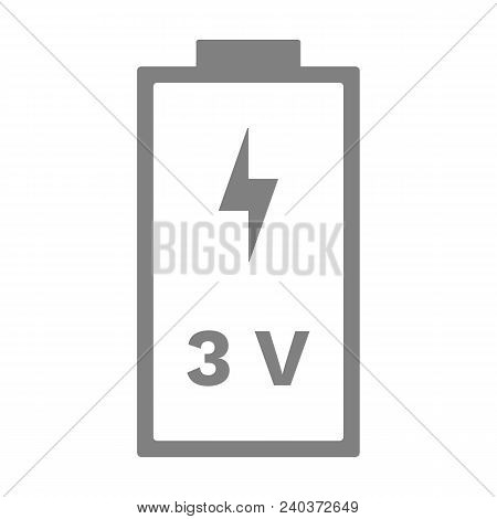 3 Volt Battery Icon. Battery Voltage Pictogram. Vector.