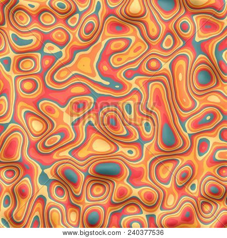 Colorful topographic stripes background. Color curves painted surface backdrop. 3D rendering.
