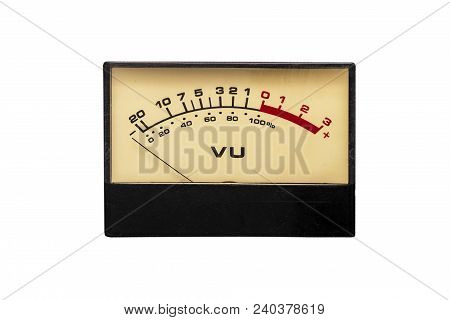 The Old Analog Dial Vu Indicator Isolated On White Background. Levels Meter