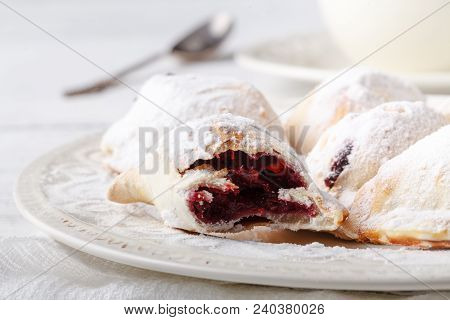 Small Homemade Deset Pie With Berries On Dish