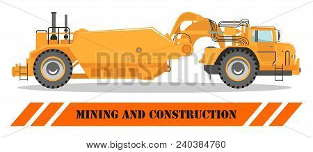 Detailed Illustration Of Mining Truck. Off-highway Truck. Heavy Mining Machine Equipmente And Constr