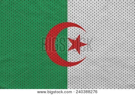 Algeria Flag Printed On A Polyester Nylon Sportswear Mesh Fabric With Some Folds