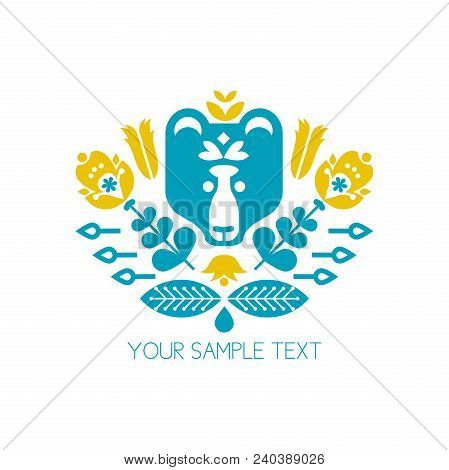 Flowers, Plants, Animals And Birds. Composition In The Shape Of A Heart. Design, Stickers, Tags, Lab