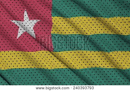 Togo Flag Printed On A Polyester Nylon Sportswear Mesh Fabric With Some Folds