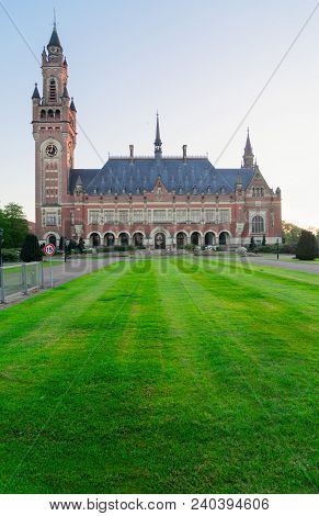 Green Lane In Front Of Palace Of Peace In The Hague, Netherlands