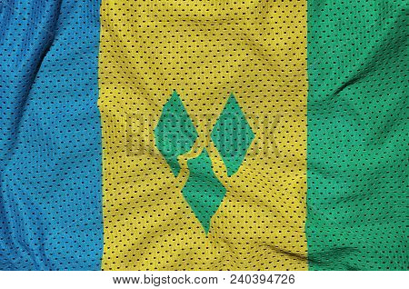Saint Vincent And The Grenadines Flag Printed On A Polyester Nylon Sportswear Mesh Fabric With Some 