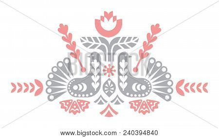 Folk Decorative Compositional Elements For Tags, Cards, Emblems, Logos. Folk Art