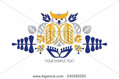 Folk Decorative Compositional Elements For Tags, Cards, Emblems, Logos. Folk Art