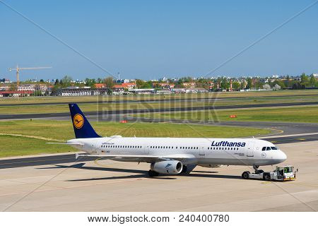 Berlin Germany - April 21. 2018: Lufthansa Airbus A321 At Berlin Tegel Airport