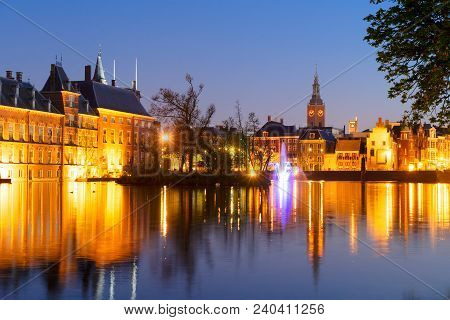 View Of Binnenhof - Dutch Parliament With Old Town Of The Hague, Holland