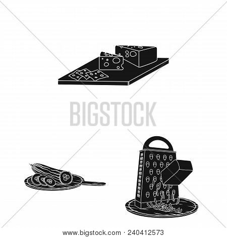 Cooking Food Black Icons In Set Collection For Design. Kitchen, Equipment And Tools Vector Symbol St