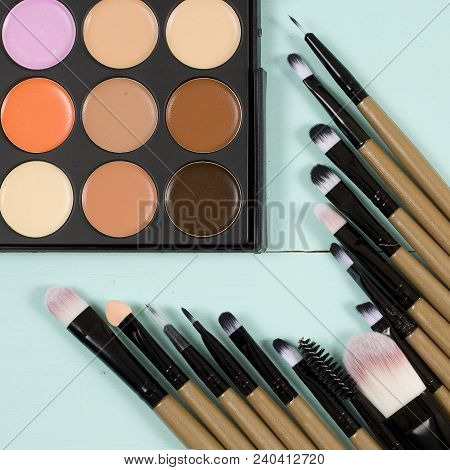 Makeup Palette With Makeup Brush Makeup Background