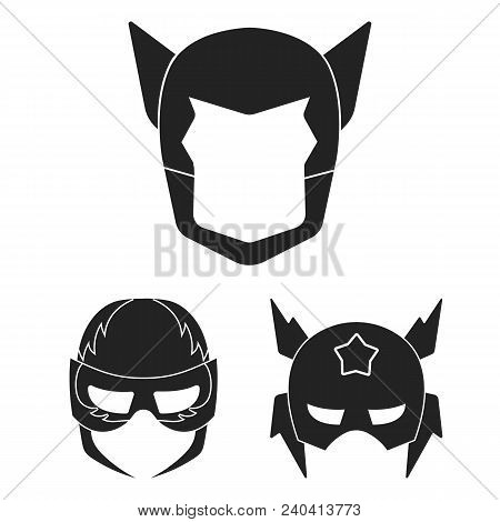 Carnival Mask Black Icons In Set Collection For Design.mask On The Eyes And Face Vector Symbol Stock
