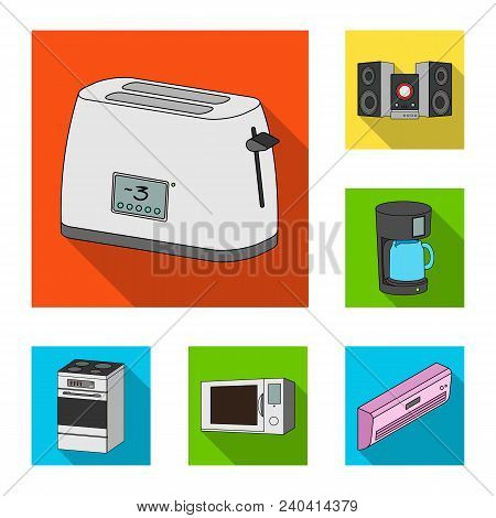 Smart Home Appliances Flat Icons In Set Collection For Design. Modern Household Appliances Vector Sy