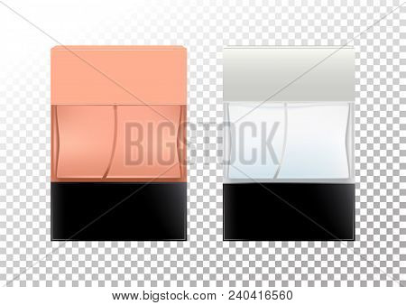 Realistic Bottles For Cosmetic Products, Perfume, Toilet Water.transparent Flacon With A Black Lid. 