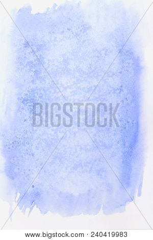 Blue Watercolour Vertical Gradient Background Painted On The Special Watercolor Paper.middle Is A Li