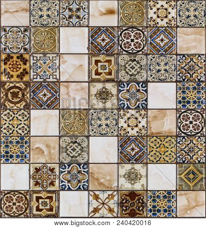 Brown Wall Stone Tile With A Drawings