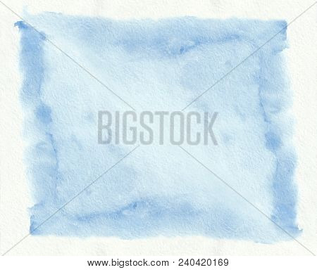 Green Watercolour Horizontal Gradient Background Painted On The Special Watercolor Paper. Middle Is 